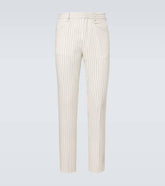 Dyllan pinstripe wool and silk suit pants