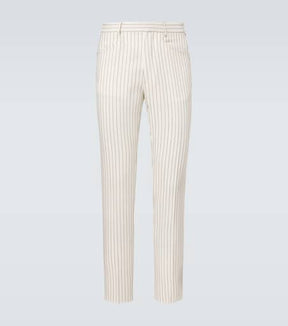 Dyllan pinstripe wool and silk suit pants