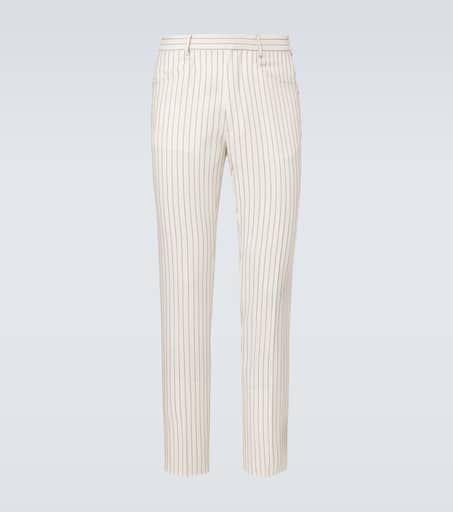 Dyllan pinstripe wool and silk suit pants