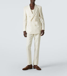 Dyllan pinstripe wool and silk suit pants