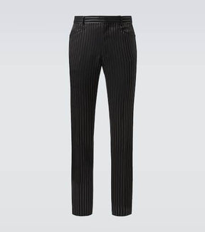 Dylan striped wool and silk suit pants
