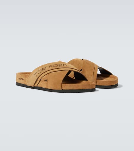 Logo suede sandals
