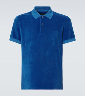 Cotton-blend terry polo shirt