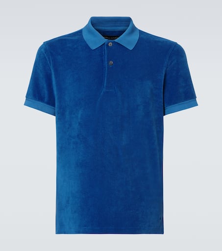 Cotton-blend terry polo shirt