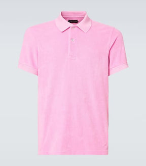 Cotton-blend terry polo shirt