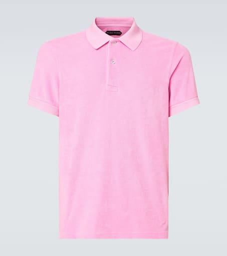 Cotton-blend terry polo shirt