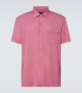 Silk and linen polo shirt