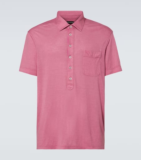 Silk and linen polo shirt