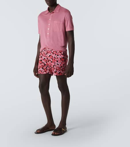 Silk and linen polo shirt