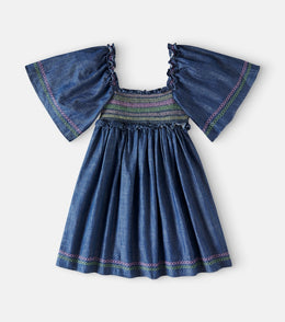 Tallow shirred denim dress