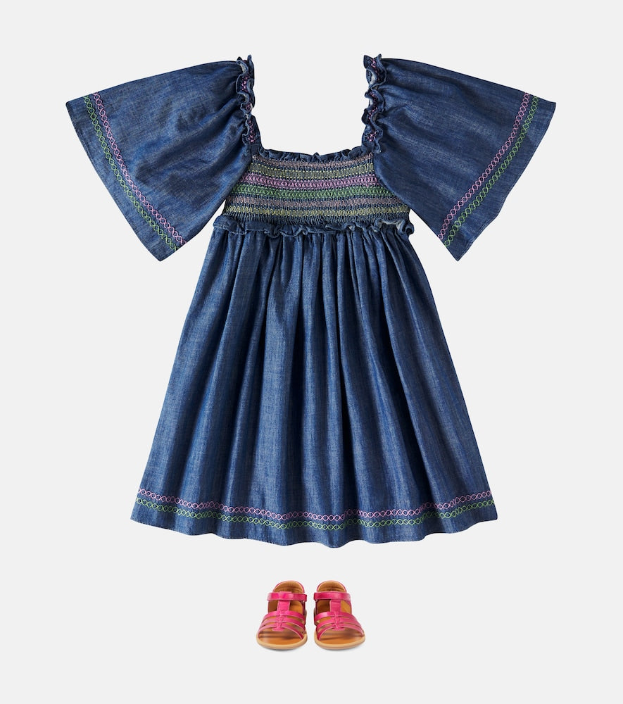 Tallow shirred denim dress