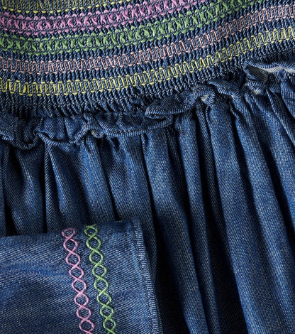 Tallow shirred denim dress