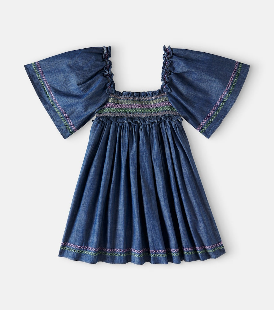 Tallow shirred denim dress