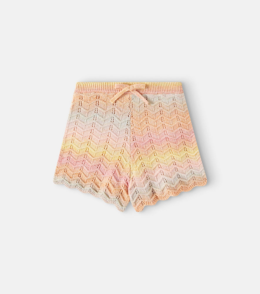 Tallow chevron cotton-blend shorts