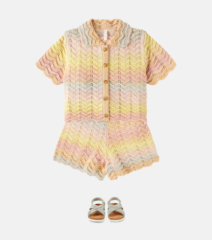 Tallow chevron cotton-blend shorts