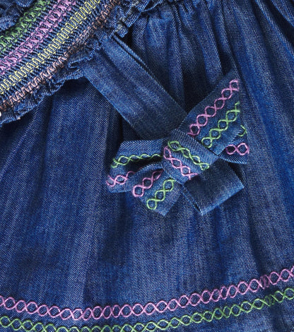Tallow embroidered denim top