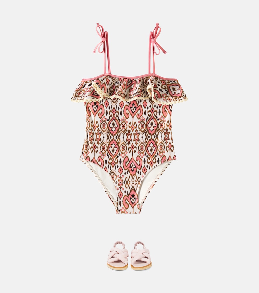 Wylie ruffled printed swimsuit