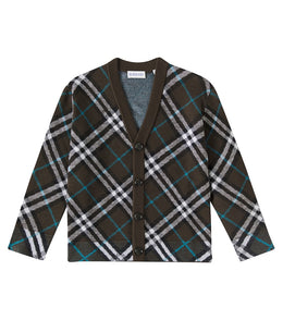 Checked wool cardigan