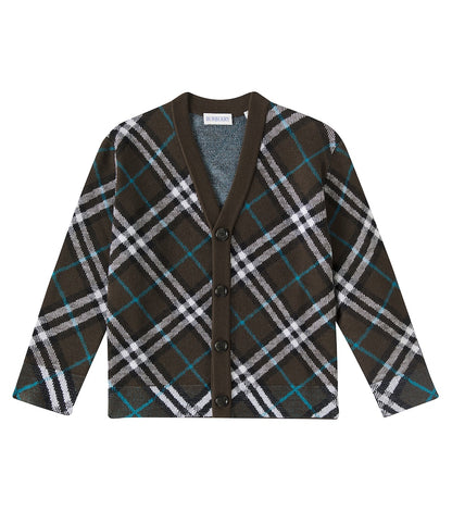 Checked wool cardigan