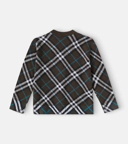 Checked wool cardigan