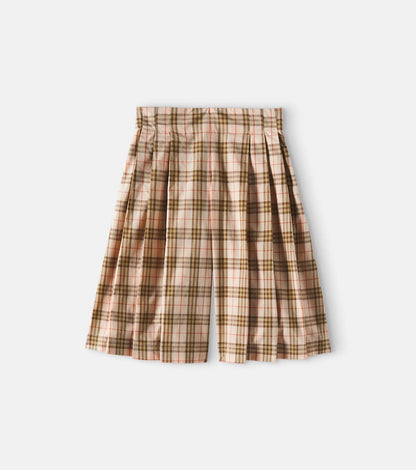 Burberry Check pleated cotton Bermuda pants