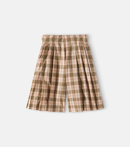 Burberry Check pleated cotton Bermuda pants