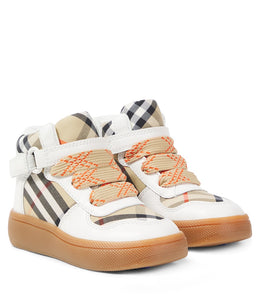 Burberry Check leather and canvas sneakers