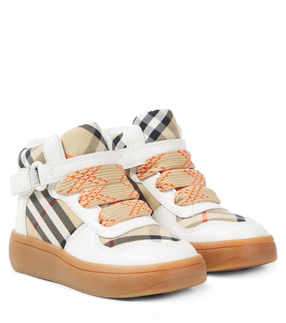 Burberry Check leather and canvas sneakers