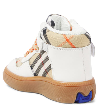 Burberry Check leather and canvas sneakers