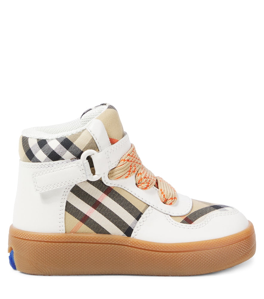 Burberry Check leather and canvas sneakers
