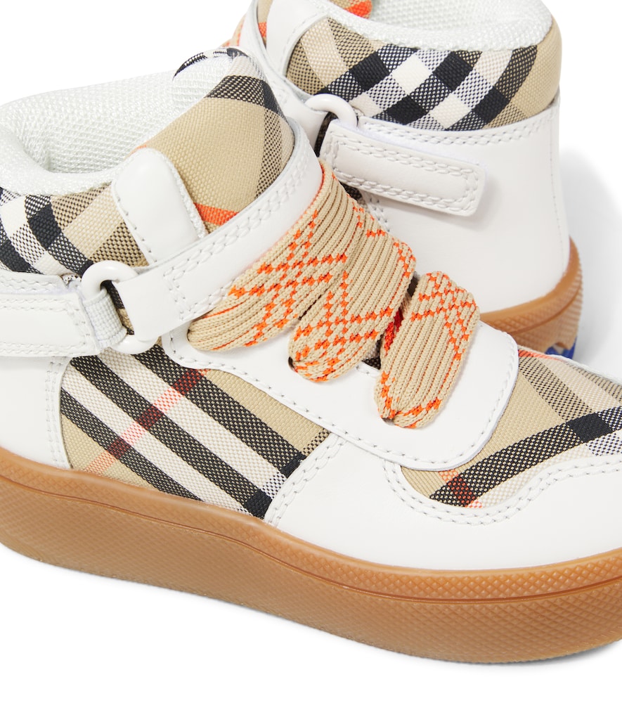 Burberry Check leather and canvas sneakers