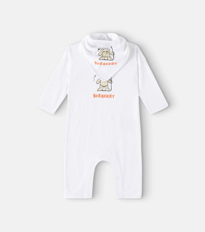 Logo cotton jersey onesie and bib set