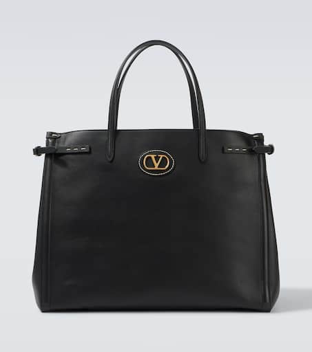 VLogo leather tote bag