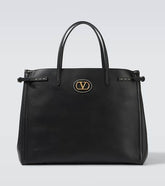 VLogo leather tote bag