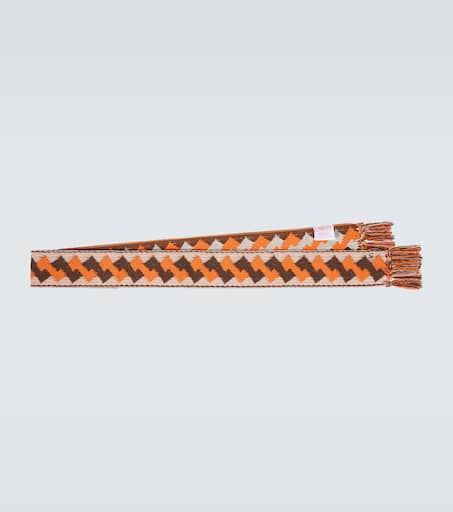 Fringed jacquard scarf