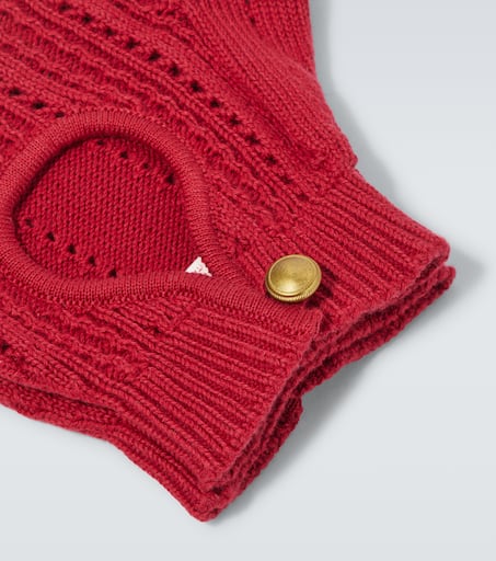 Ribbed-knit cotton fingerless gloves