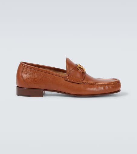 VLogo leather loafers
