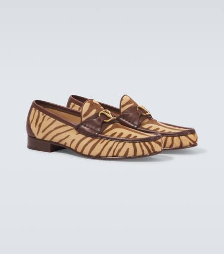VLogo zebra-print calf hair loafers