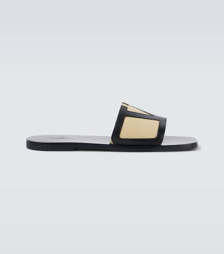 VLogo leather slides