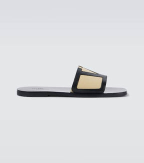 VLogo leather slides