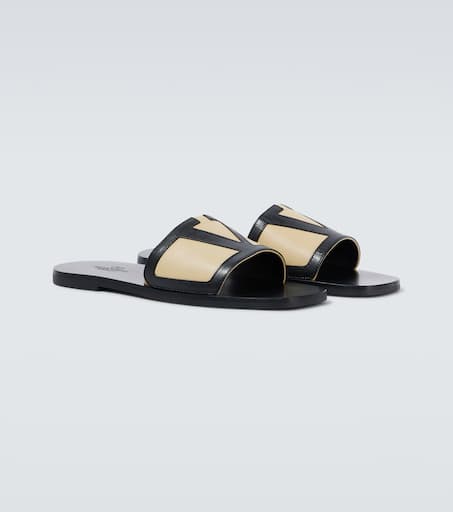 VLogo leather slides