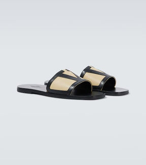 VLogo leather slides
