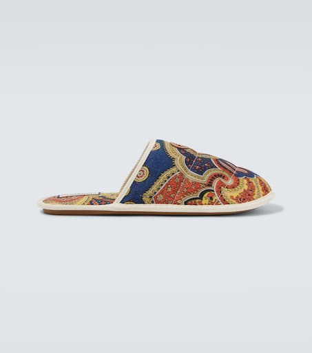 Paisley denim slides