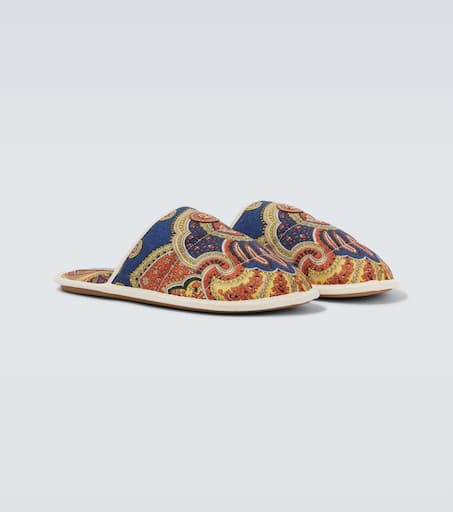 Paisley denim slides