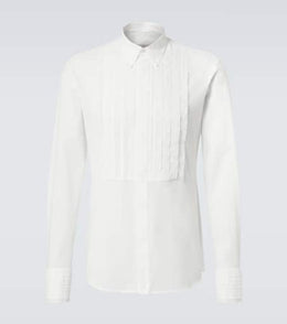 Lace-trimmed cotton muslin tuxedo shirt