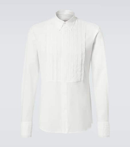 Lace-trimmed cotton muslin tuxedo shirt