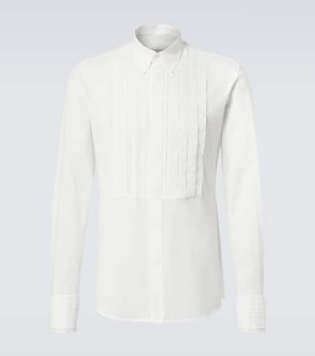 Lace-trimmed cotton muslin tuxedo shirt