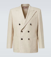 Double-breasted linen-blend blazer