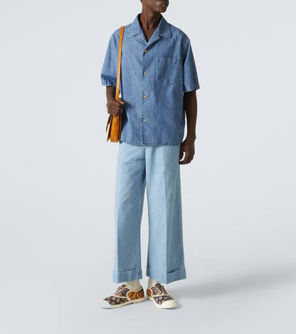 Denim bowling shirt
