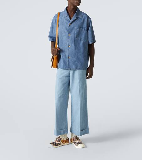 Denim bowling shirt
